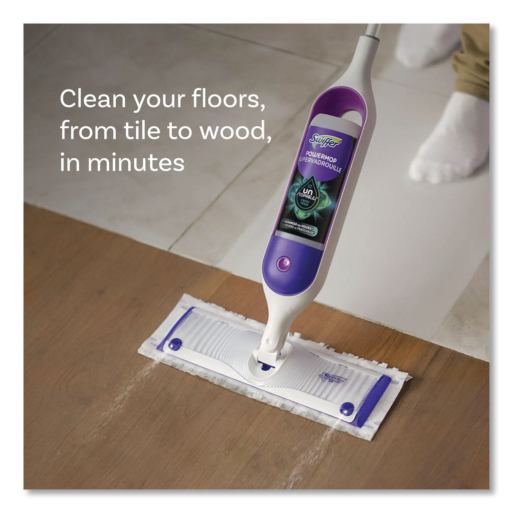 PowerMop Starter Kit, 15.4 x 5.3 White/Purple Cloth Head, 26" Silver Aluminum Handle