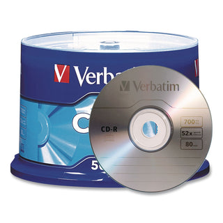 CD-R Recordable Disc, 700 MB/80min, 52x, Spindle, Silver, 50/Pack