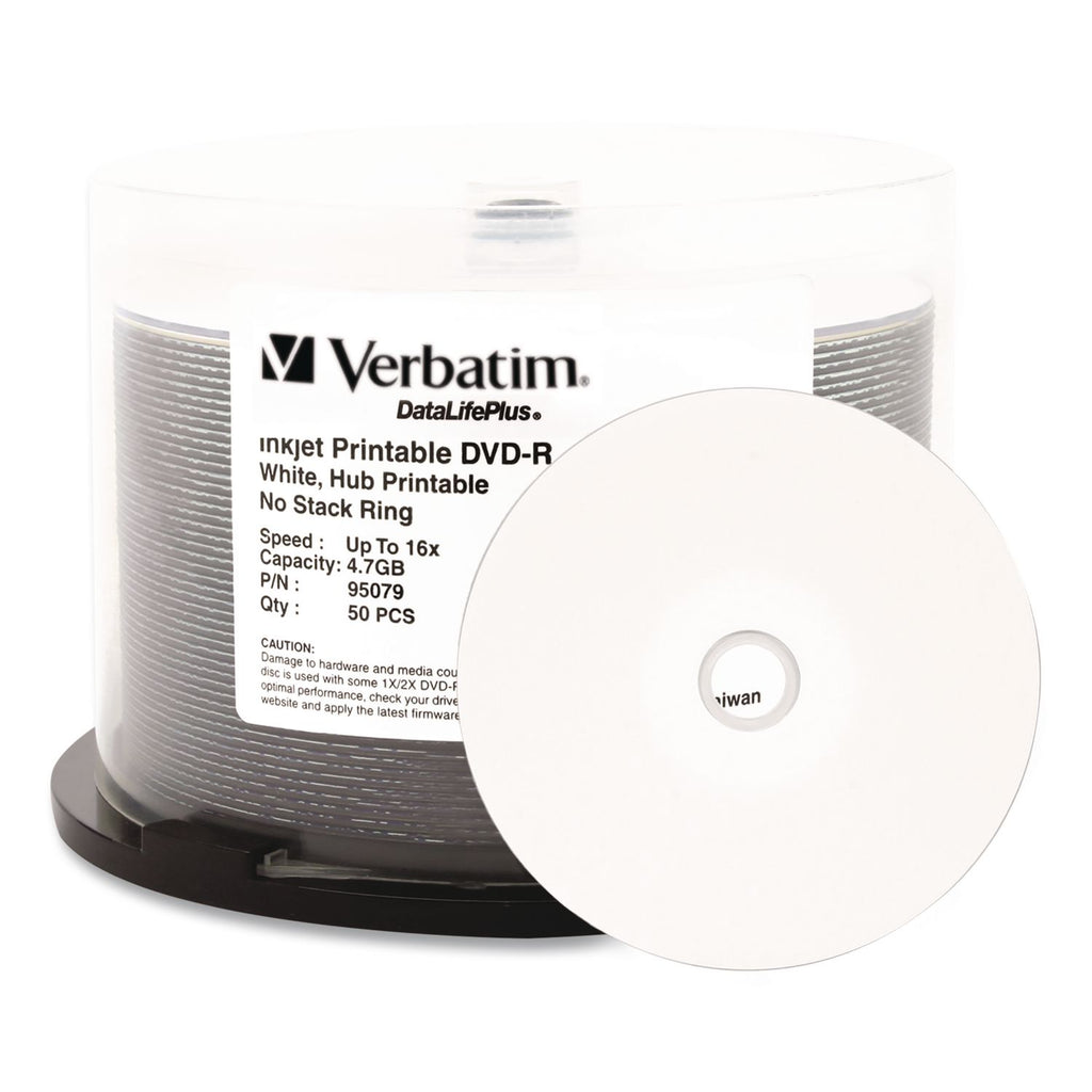 DVD-R DataLife Plus Printable Recordable Disc, 4.7 GB,16x, Spindle, White, 50/Pack