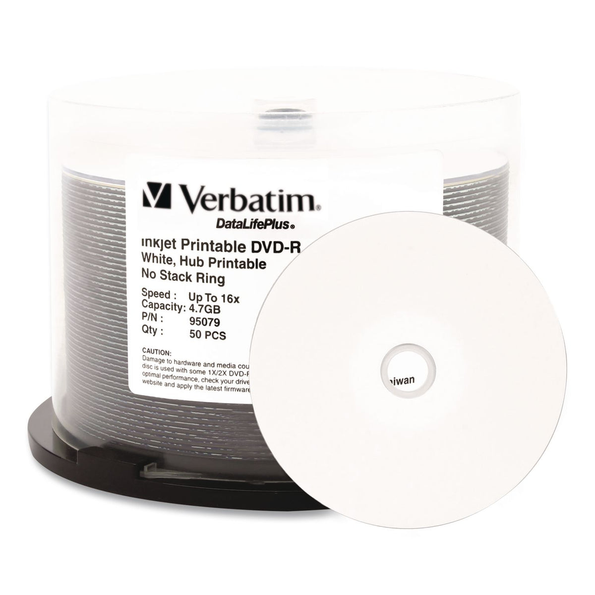 DVD-R DataLife Plus Printable Recordable Disc, 4.7 GB,16x, Spindle, White, 50/Pack