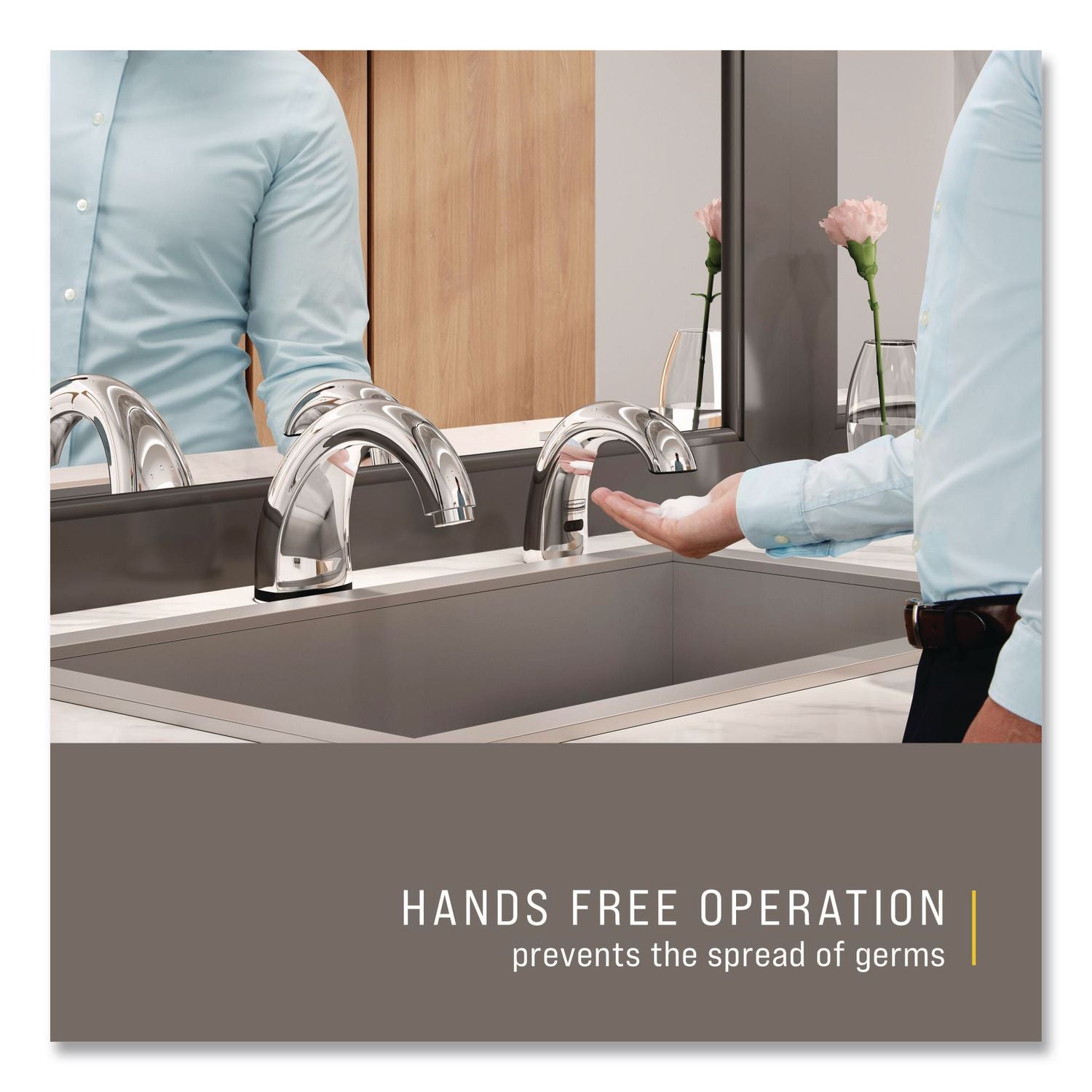 One Shot Soap Dispenser - Touch Free, Foam, 11 x 14 x 3.5, Chrome