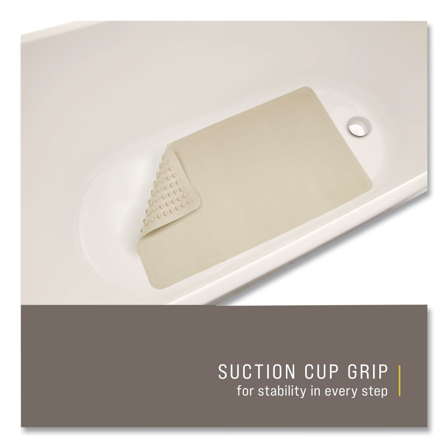 Safti-Grip Latex-Free Vinyl Bath Mat, 16 x 28, White