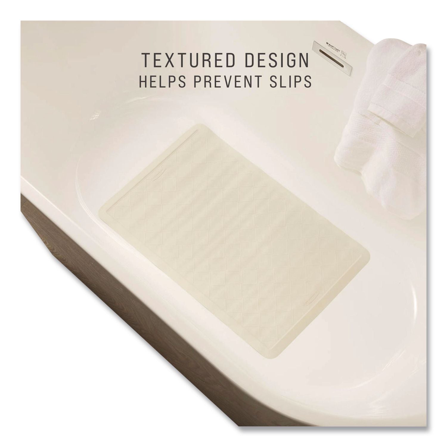 Safti-Grip Latex-Free Vinyl Bath Mat, 16 x 28, White