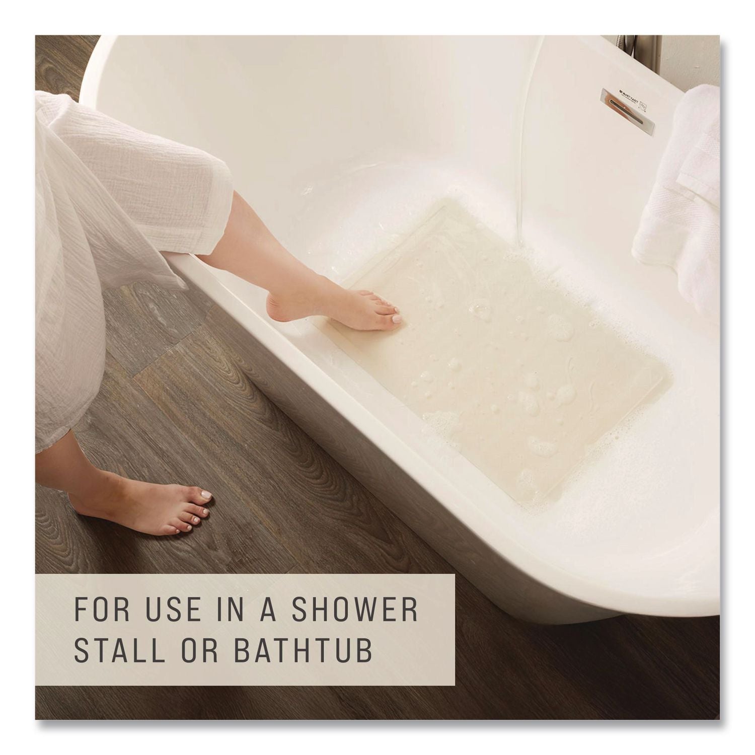Safti-Grip Latex-Free Vinyl Bath Mat, 16 x 28, White