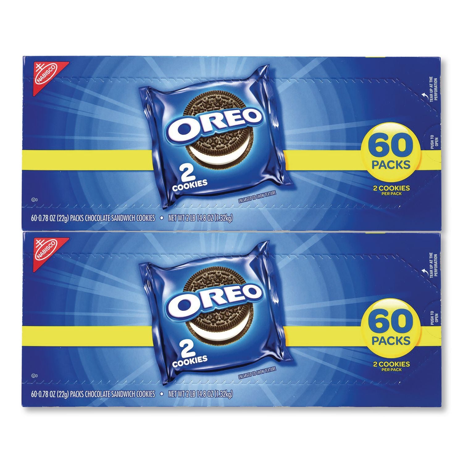 Oreo Chocolate Sandwich Cookies, 0.78 Oz Pack, 2 Cookies/pack, 60 Packs/box, Ships In 1-3 Business Days
