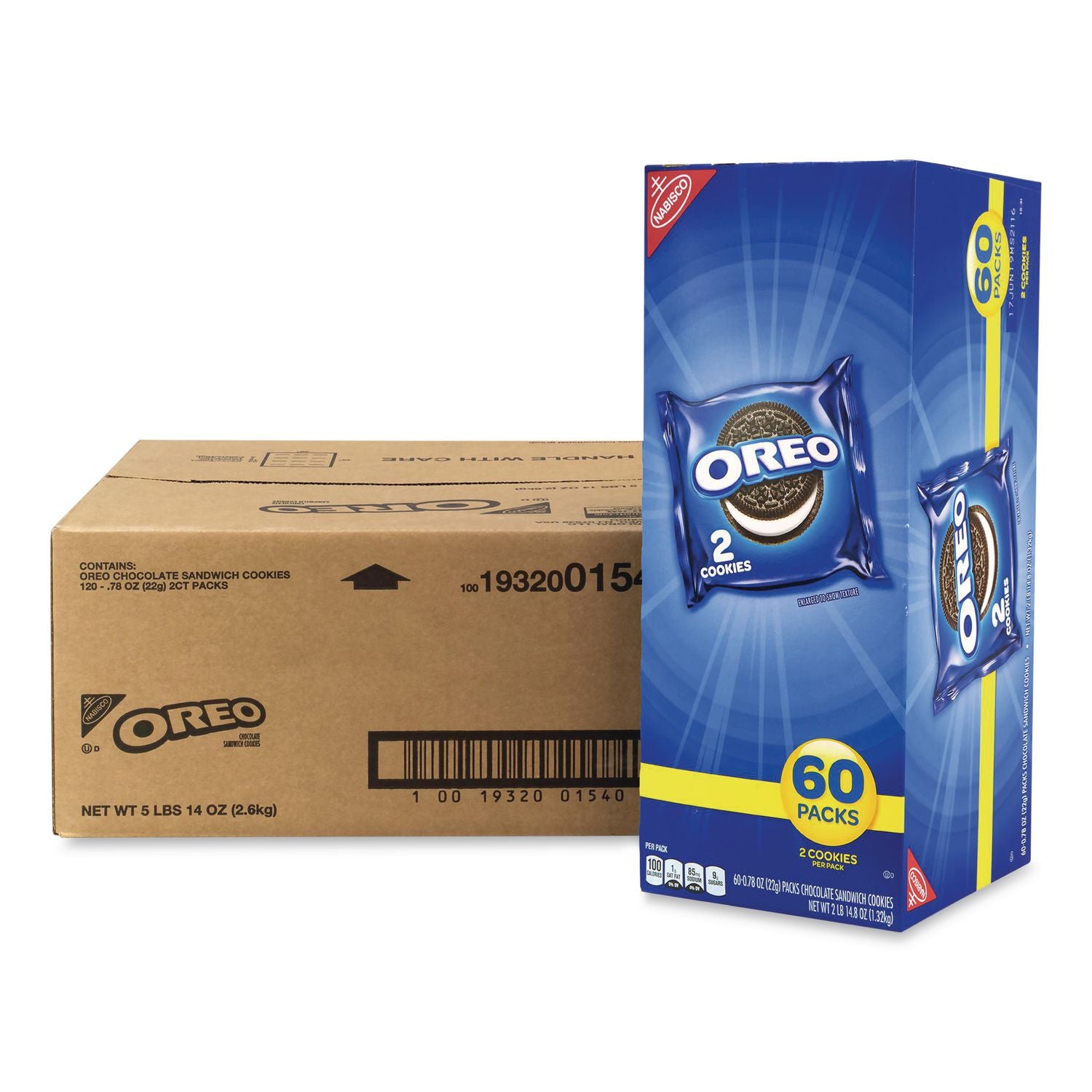 Oreo Chocolate Sandwich Cookies, 0.78 Oz Pack, 2 Cookies/pack, 60 Packs/box, Ships In 1-3 Business Days