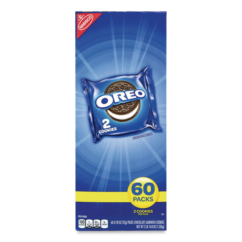 Oreo Chocolate Sandwich Cookies, 0.78 Oz Pack, 2 Cookies/pack, 60 Packs/box, Ships In 1-3 Business Days