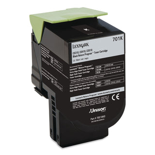 70C10K0 Return Program Toner, 1,000 Page-Yield, Black