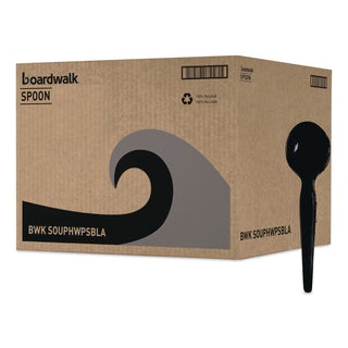 Heavyweight Polystyrene Cutlery, Soup Spoon, Black, 1000/Carton