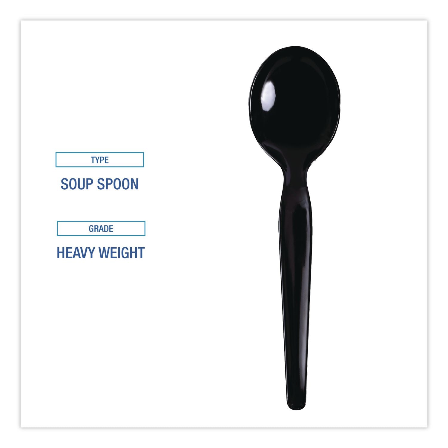 Heavyweight Polystyrene Cutlery, Soup Spoon, Black, 1000/Carton