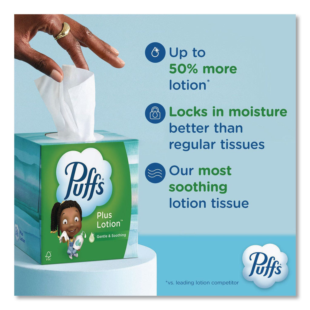 Plus Lotion Facial Tissue, 2-Ply, White, 124/Box, 3 Box/Pack
