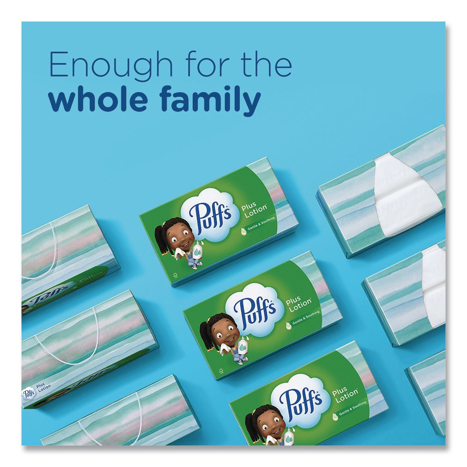Plus Lotion Facial Tissue, 2-Ply, White, 124/Box, 3 Box/Pack