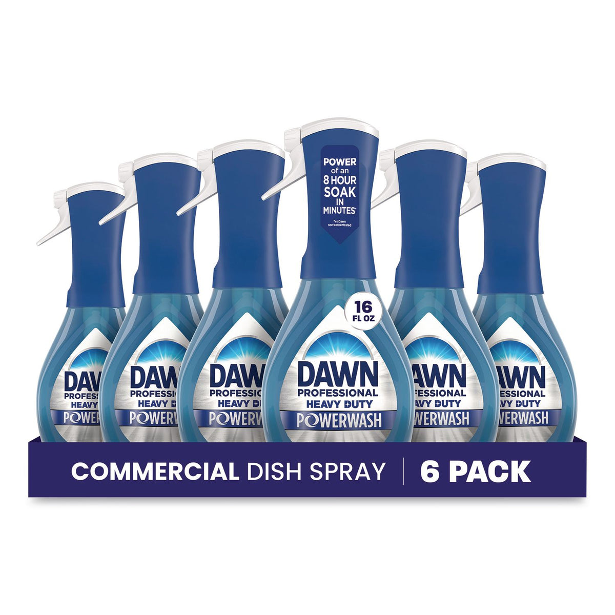 Heavy Duty Powerwash Commercial Dish Spray, Starter Kit with 16 oz Spray Bottle and 5 Refills/Carton