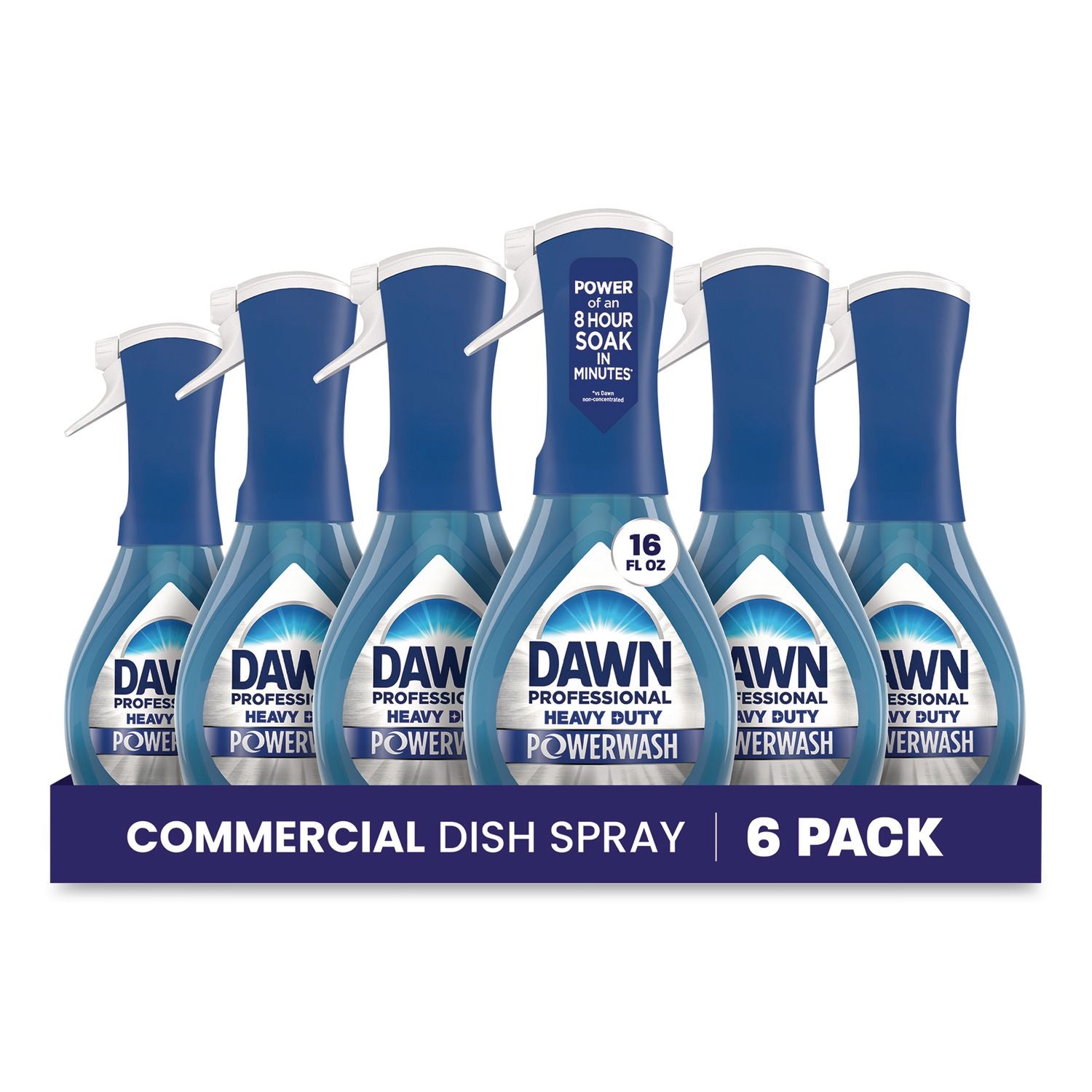 Heavy Duty Powerwash Commercial Dish Spray, Starter Kit with 16 oz Spray Bottle and 5 Refills/Carton