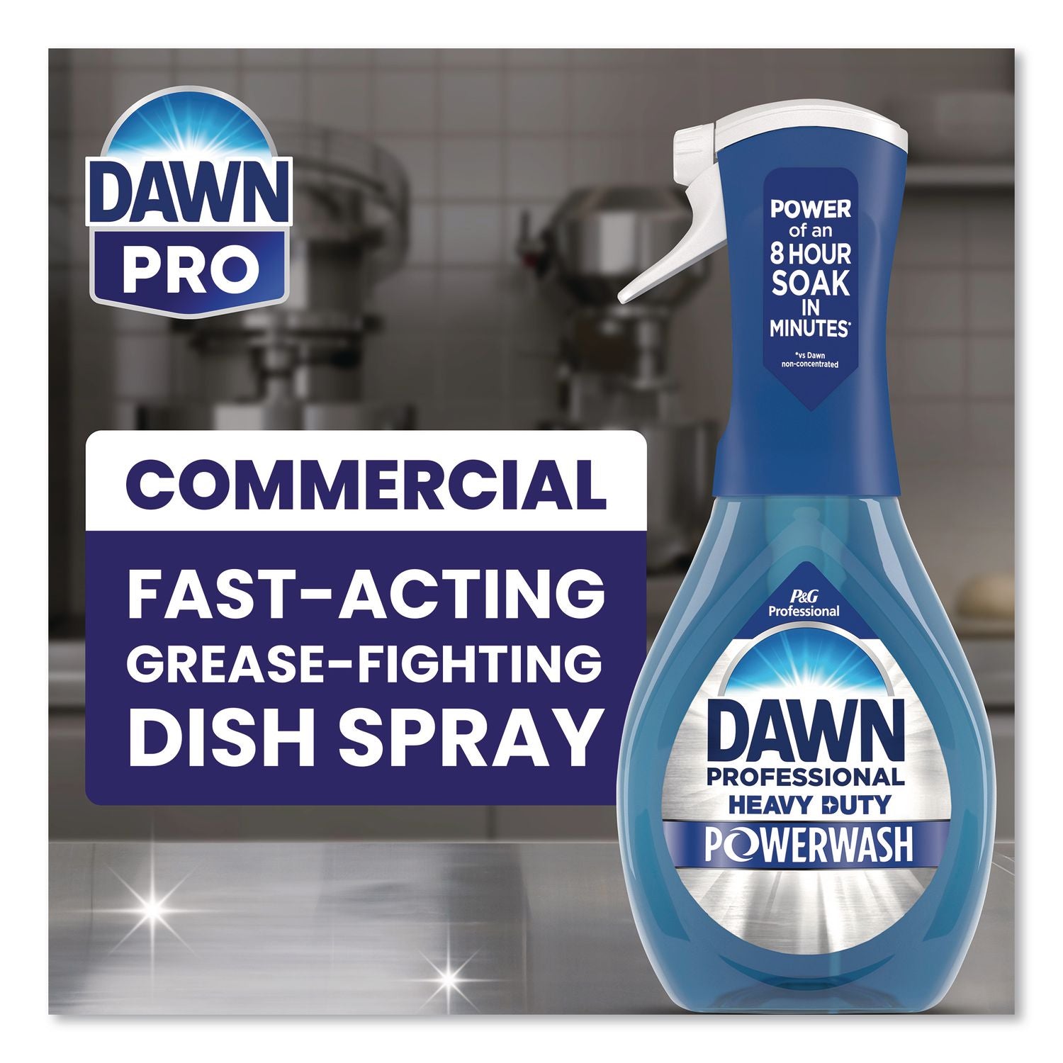 Heavy Duty Powerwash Commercial Dish Spray, Starter Kit with 16 oz Spray Bottle and 5 Refills/Carton