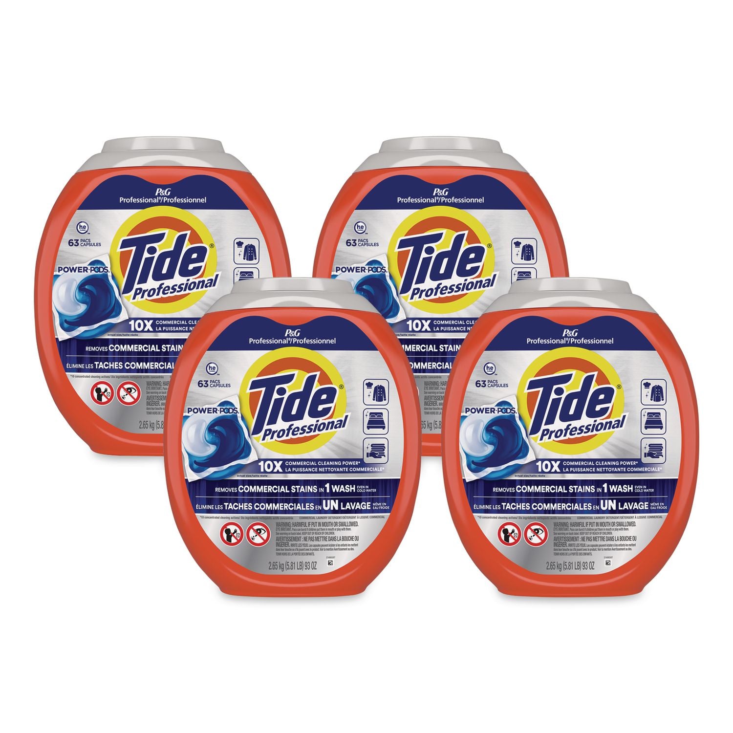 Commercial Power PODS Laundry Detergent, 63 Liquid Pods/Tub, 4 Tubs/Carton