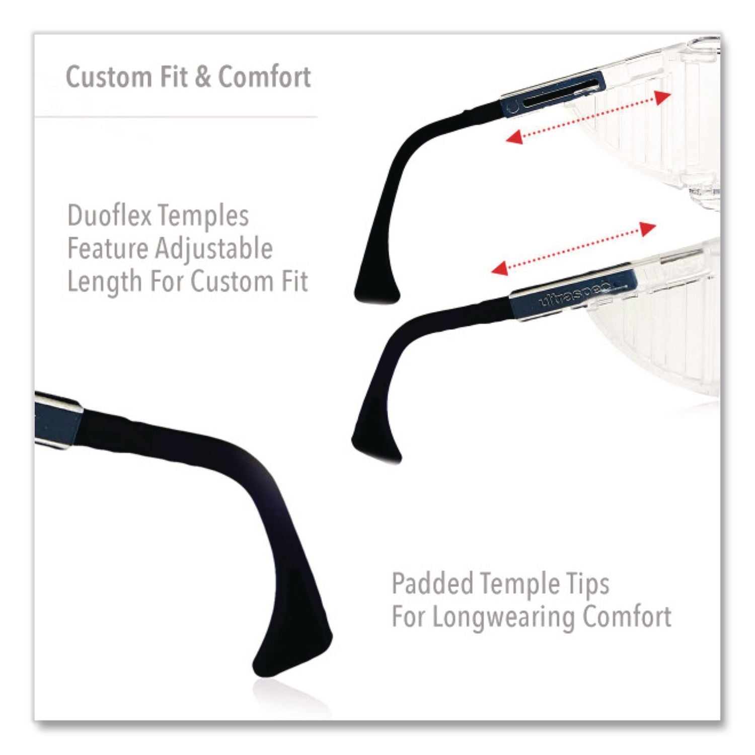 Ultraspec 2001 OTG Safety Eyewear, Clear/Black Frame, Clear Lens