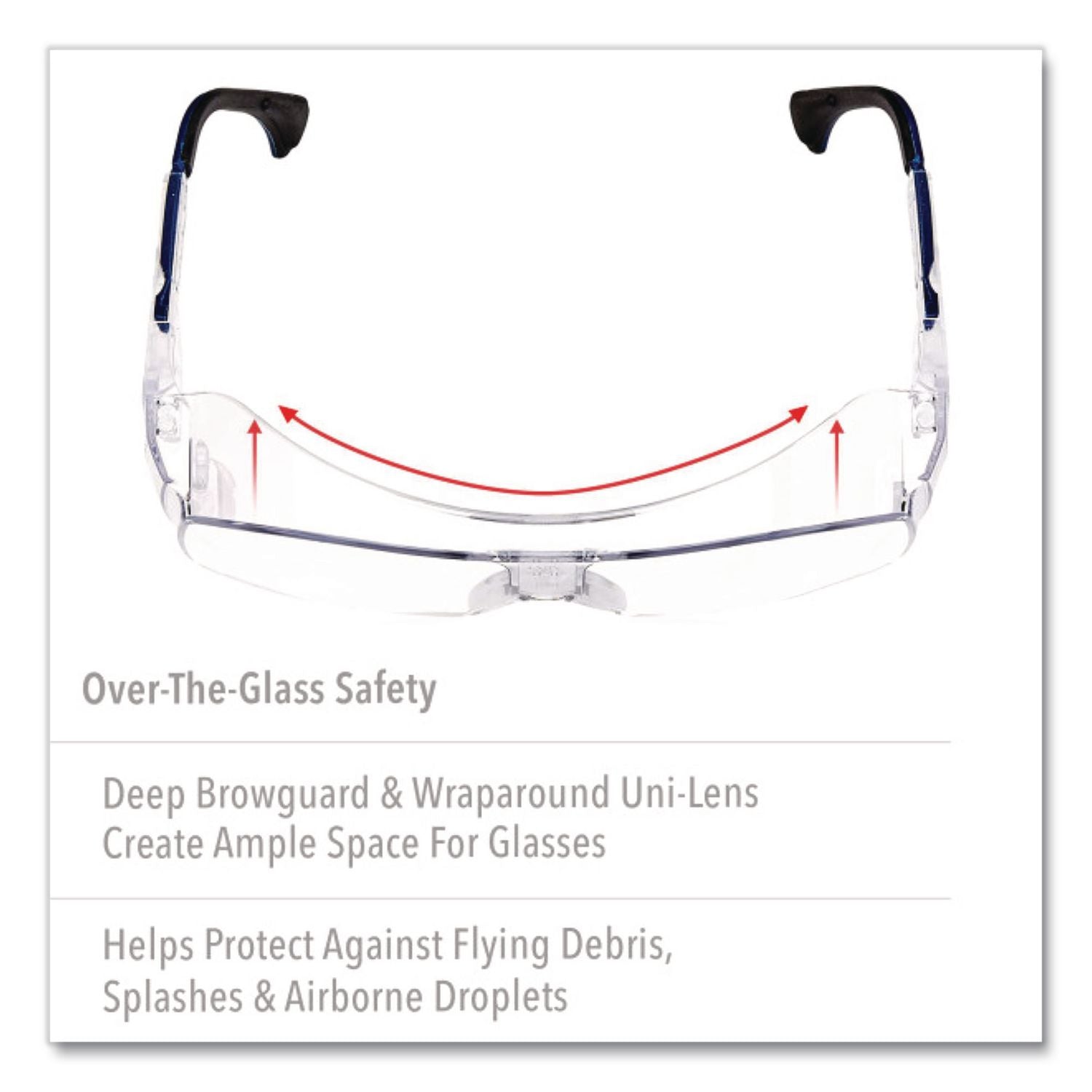 Ultraspec 2001 OTG Safety Eyewear, Clear/Black Frame, Clear Lens