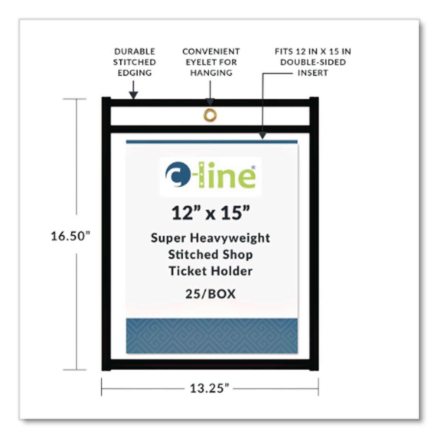 Shop Ticket Holders, Stitched, Both Sides Clear, 75", 12 x 15, 25/BX