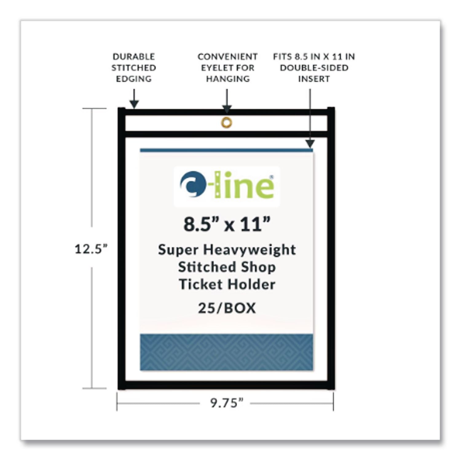 Shop Ticket Holders, Stitched, Both Sides Clear, 50 Sheets, 8.5 x 11, 25/Box