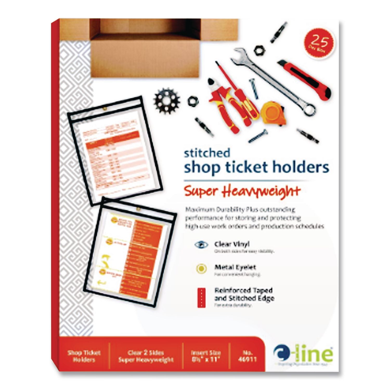 Shop Ticket Holders, Stitched, Both Sides Clear, 50 Sheets, 8.5 x 11, 25/Box