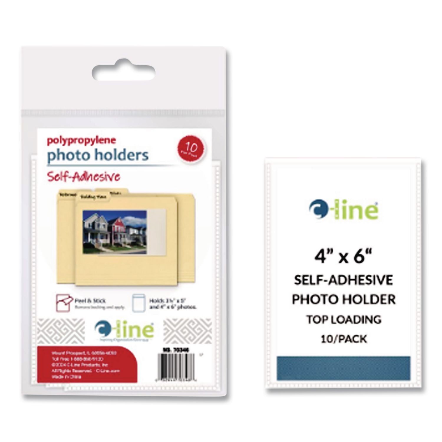 Peel and Stick Photo Holders, 4.38 x 6.5, Clear, 10/Pack