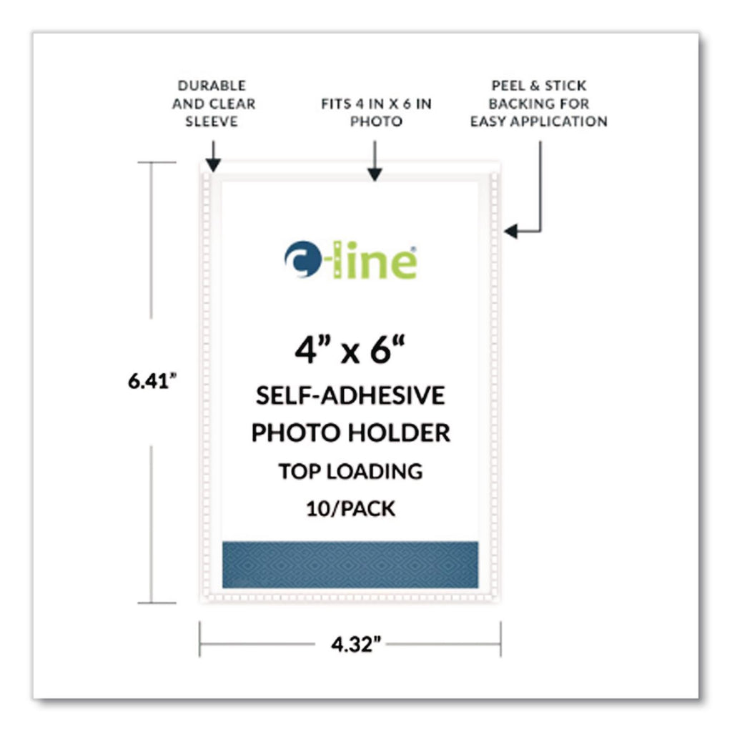 Peel and Stick Photo Holders, 4.38 x 6.5, Clear, 10/Pack