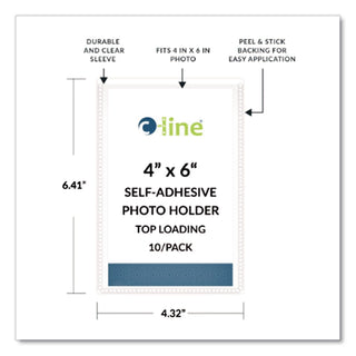 Peel and Stick Photo Holders, 4.38 x 6.5, Clear, 10/Pack