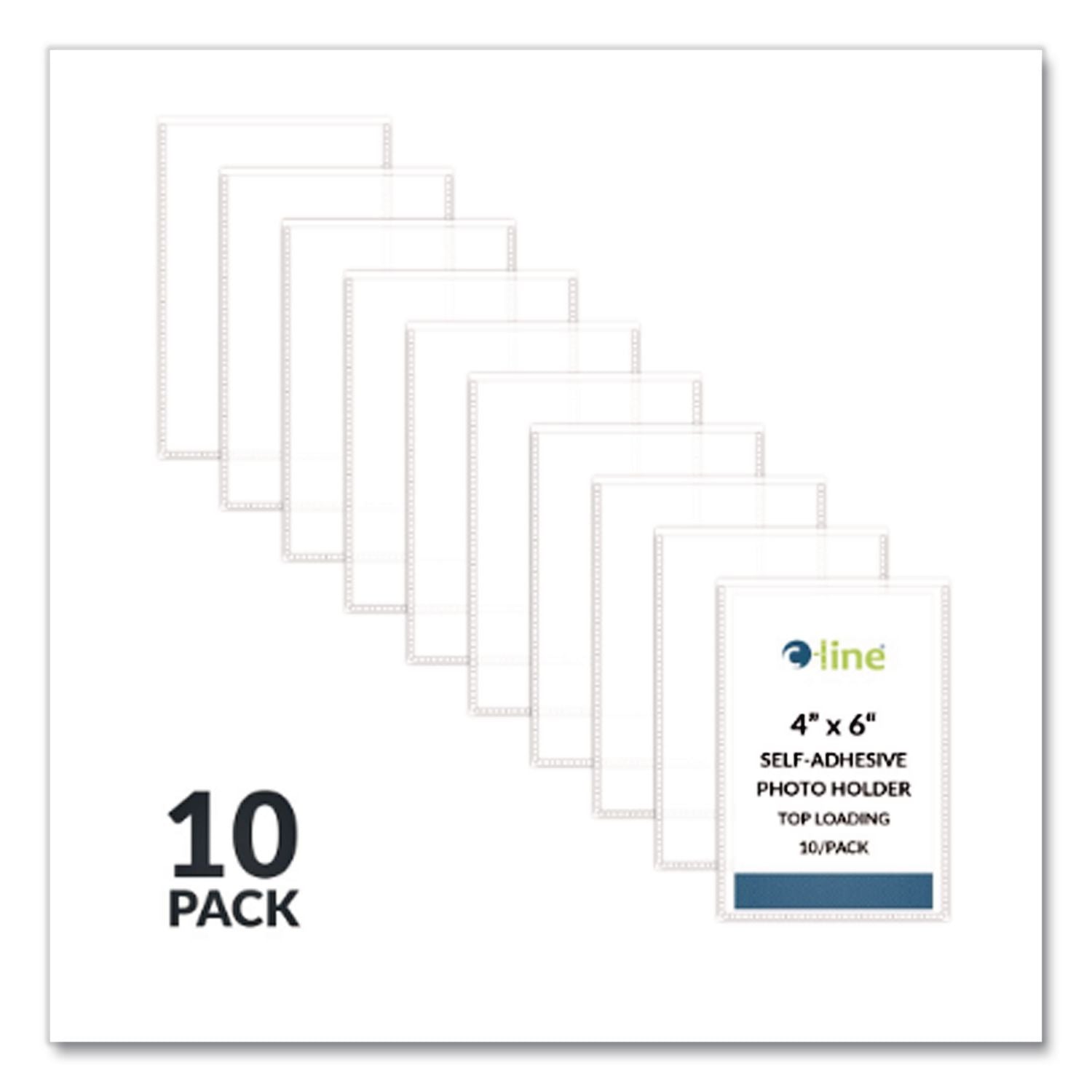 Peel and Stick Photo Holders, 4.38 x 6.5, Clear, 10/Pack