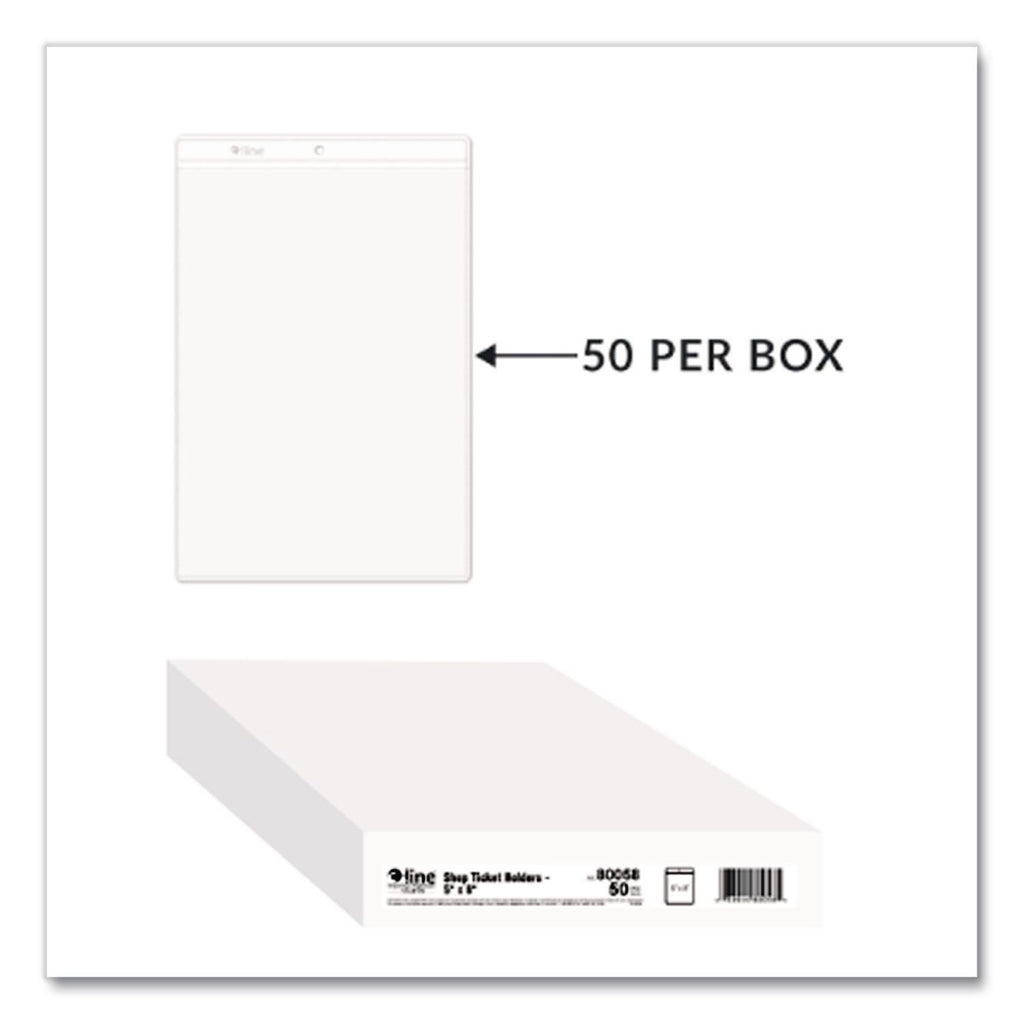 Clear Vinyl Shop Ticket Holders, Both Sides Clear, 25 Sheets, 5 x 8, 50/Box