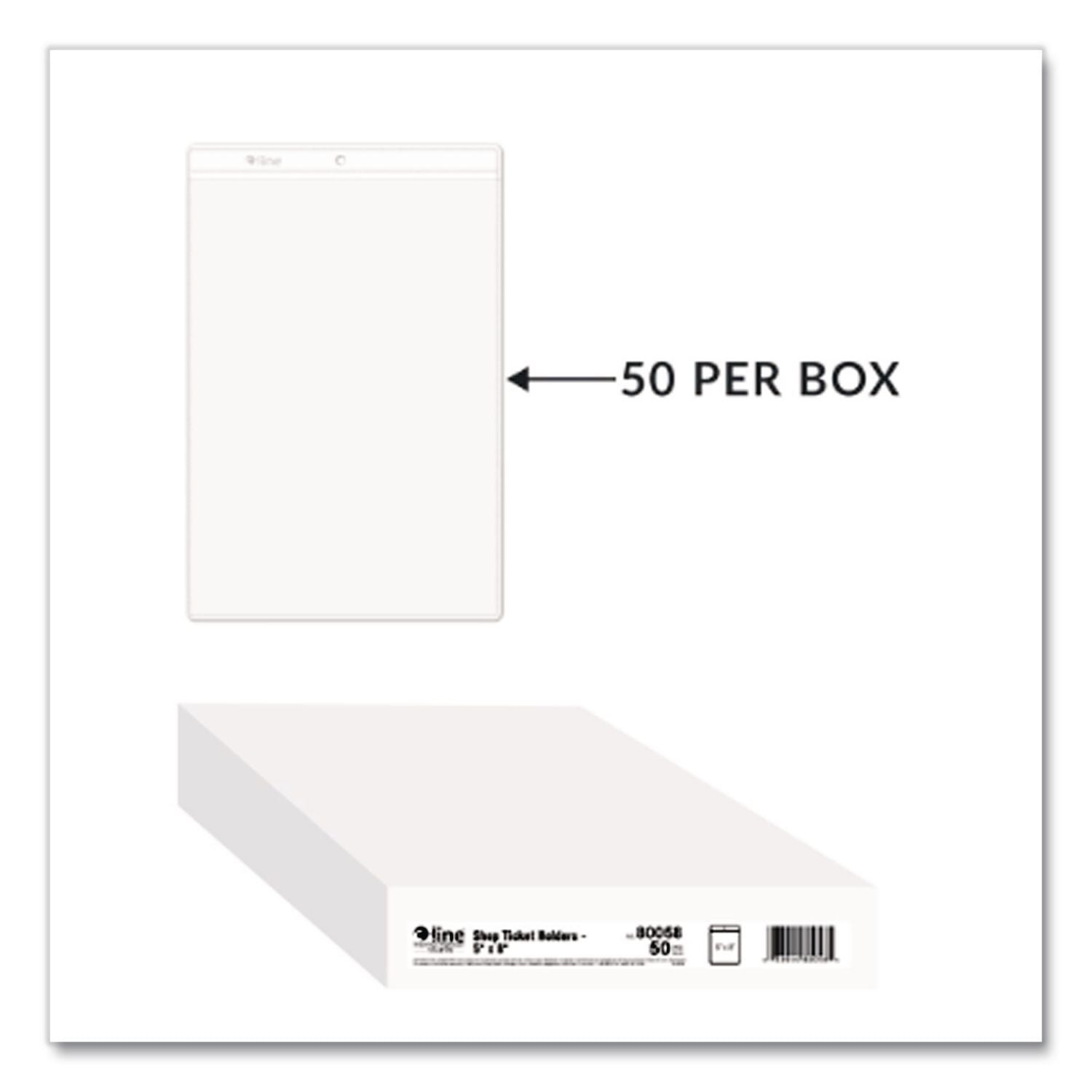 Clear Vinyl Shop Ticket Holders, Both Sides Clear, 25 Sheets, 5 x 8, 50/Box