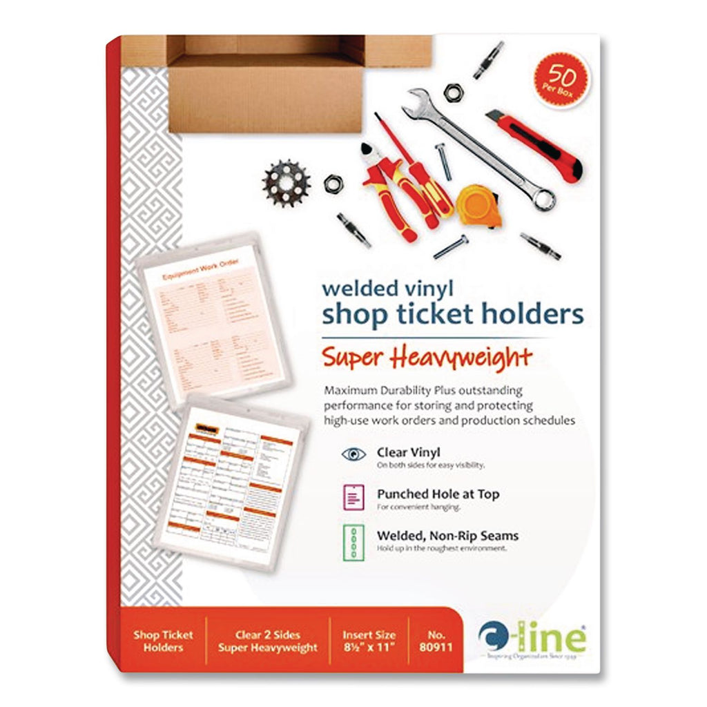 Clear Vinyl Shop Ticket Holders, Both Sides Clear, 15 Sheets, 8.5 x 11, 50/Box
