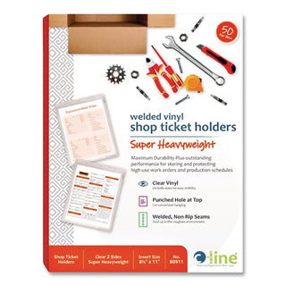 Clear Vinyl Shop Ticket Holders, Both Sides Clear, 15 Sheets, 8.5 x 11, 50/Box