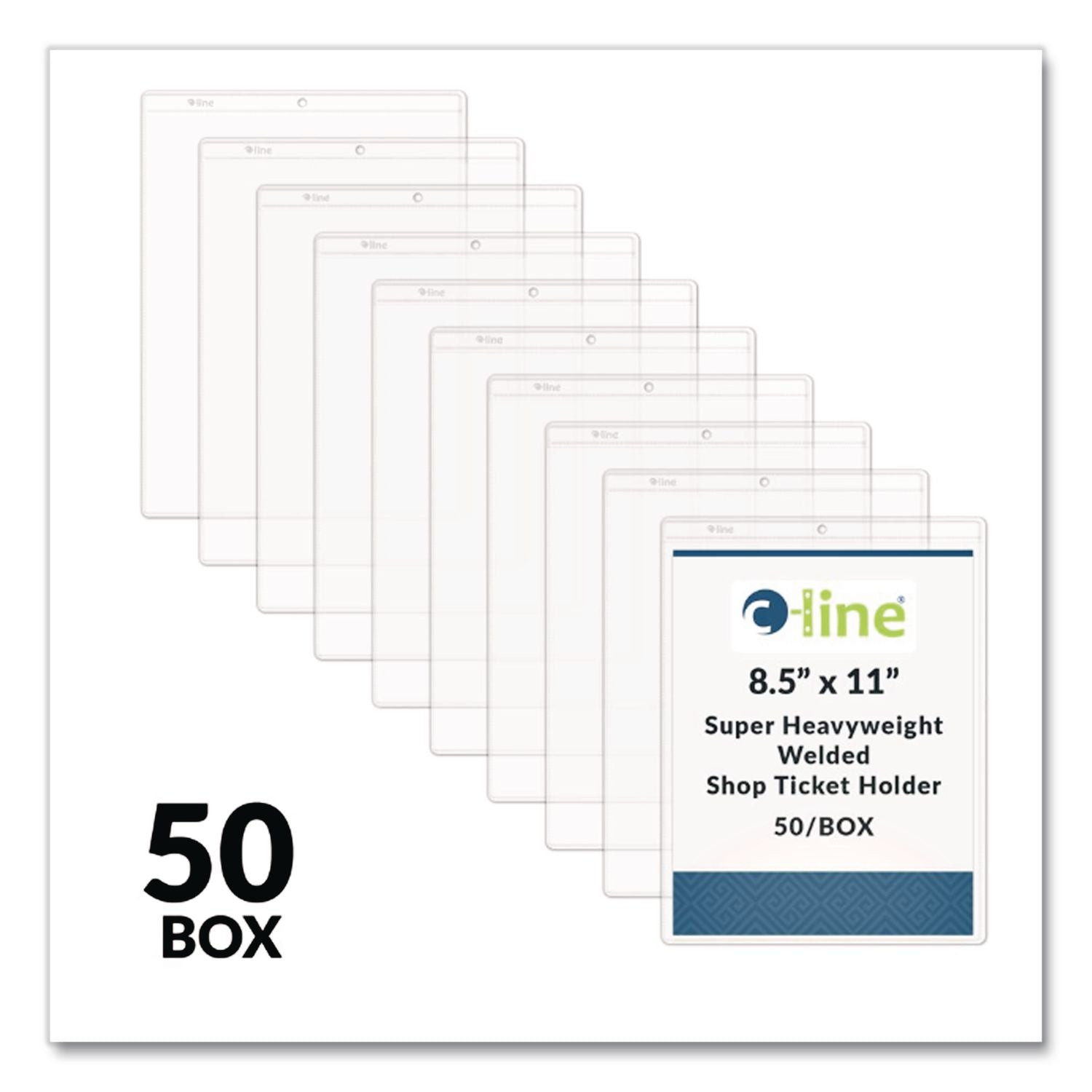 Clear Vinyl Shop Ticket Holders, Both Sides Clear, 15 Sheets, 8.5 x 11, 50/Box