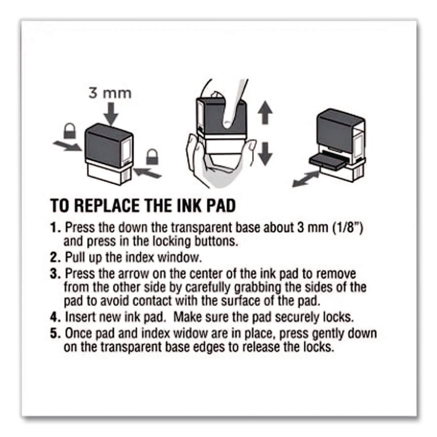 Replacement Ink Pad for 2000PLUS 1SI10P, 1" x 0.25", Black