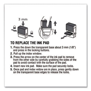 Replacement Ink Pad for 2000PLUS 1SI10P, 1" x 0.25", Black