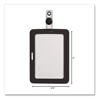 MyID Badge Holder, Vertical/Horizontal, 3 5/8 x 2 1/4, Black, 1/ea