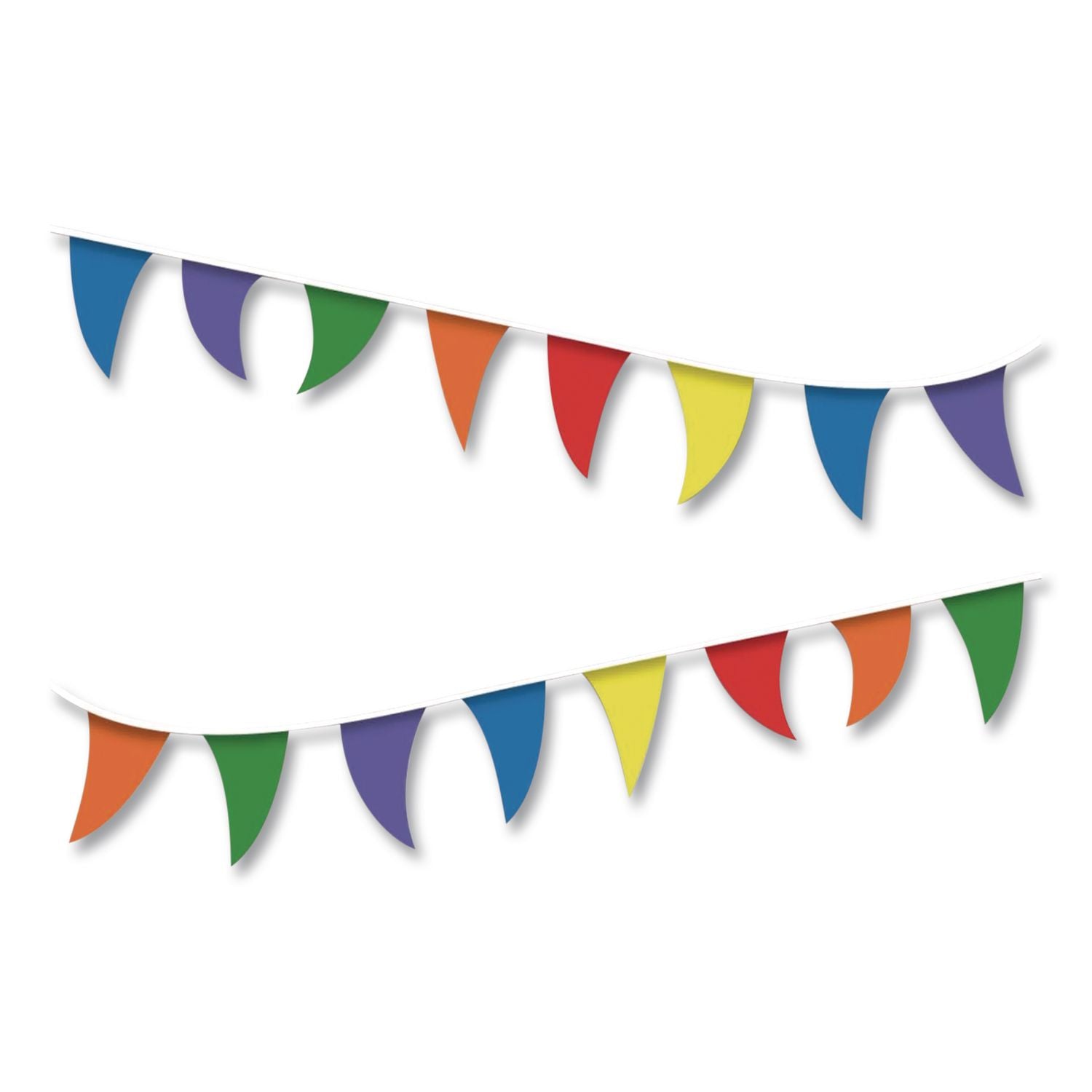 Strung Flags, Pennant, 30 ft, Assorted Bright Colors