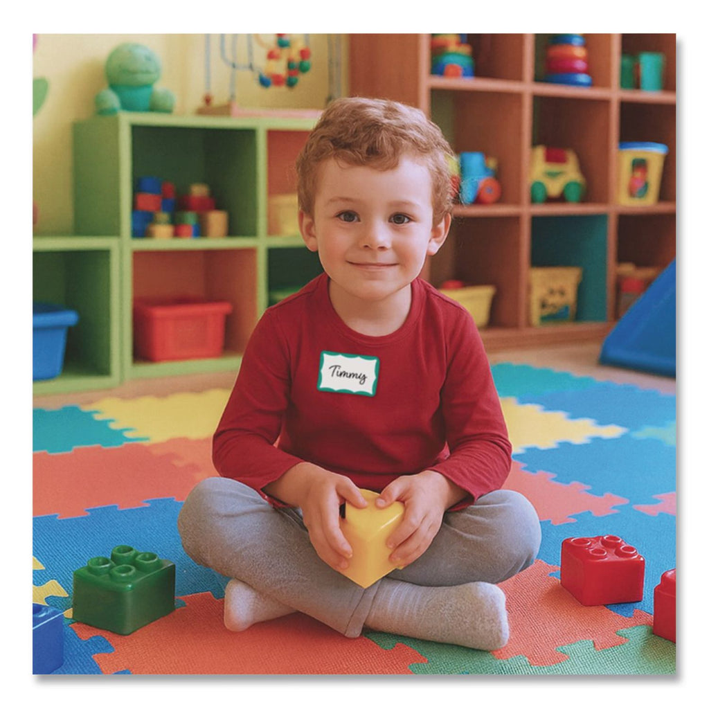 Self-Adhesive Name Badges, 3.5 x 2.25, Green, 100/Box