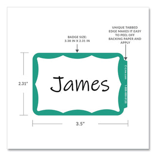 Self-Adhesive Name Badges, 3.5 x 2.25, Green, 100/Box
