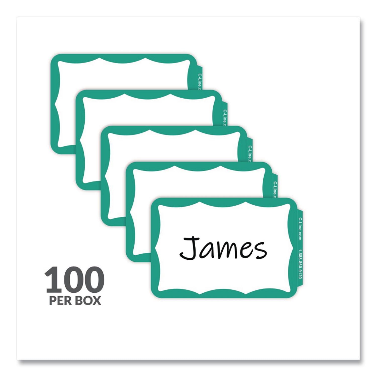 Self-Adhesive Name Badges, 3.5 x 2.25, Green, 100/Box