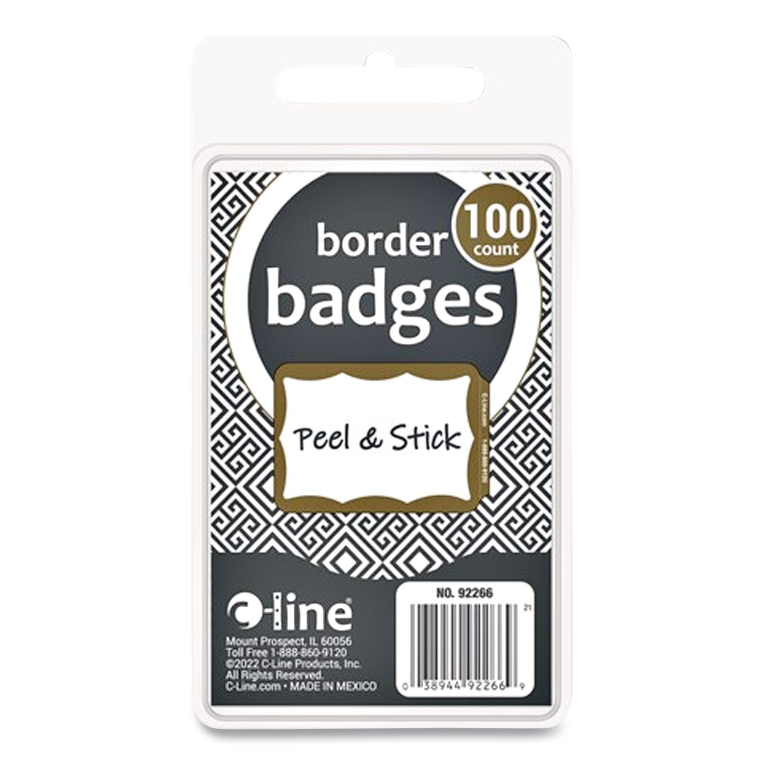Self-Adhesive Name Badges, 3.5 x 2.25, Gold, 100/Box