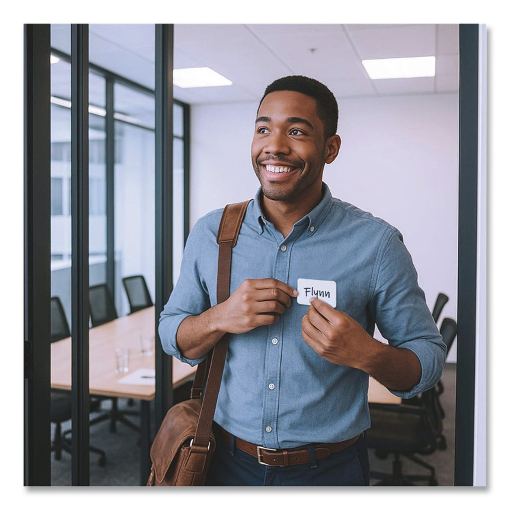 Self-Adhesive Name Badges, 3.5 x 2.25, White, 100/Box