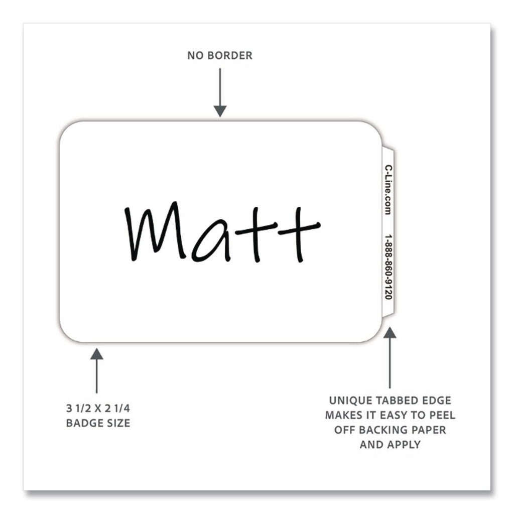 Self-Adhesive Name Badges, 3.5 x 2.25, White, 100/Box