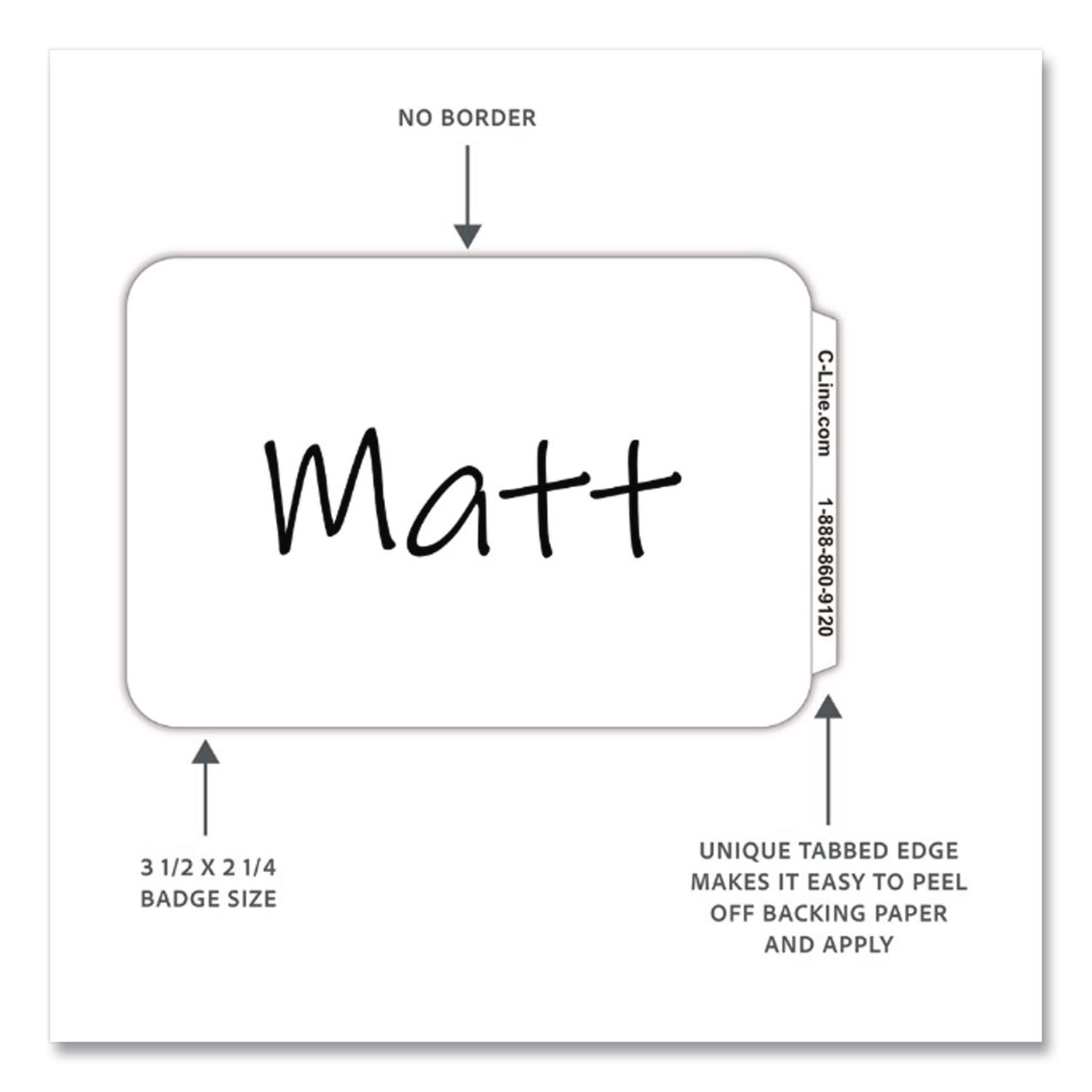 Self-Adhesive Name Badges, 3.5 x 2.25, White, 100/Box