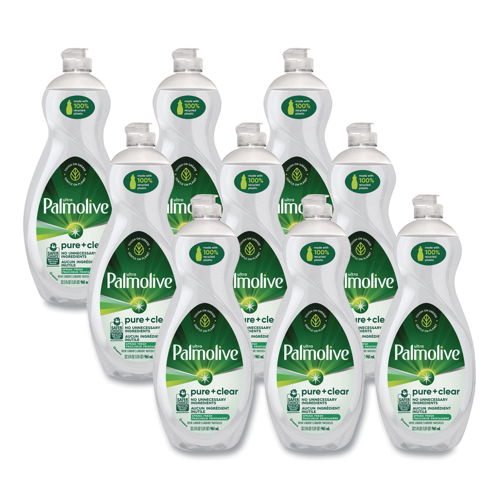Pure + Clear Dishwashing Liquid, Unscented, 32.5 oz Bottle, 9/Carton