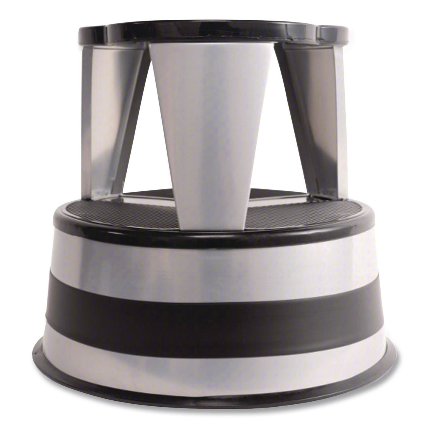 Kik-Step Steel Step Stool, 2-Step, 350 lb Capacity, 16" Diameter x 14.25"h, Silvertone
