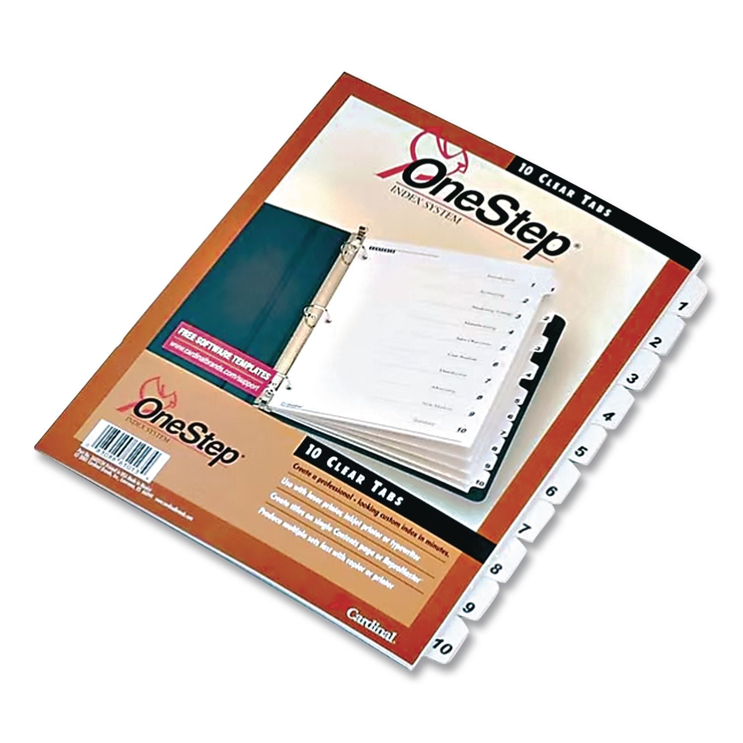 OneStep Printable Table of Contents and Dividers, 10-Tab, 1 to 10, 11 x 8.5, White, White Tabs, 1 Set