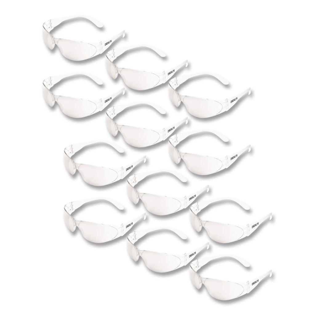 Checklite Scratch-Resistant Safety Glasses, Clear Lens, 12/Box