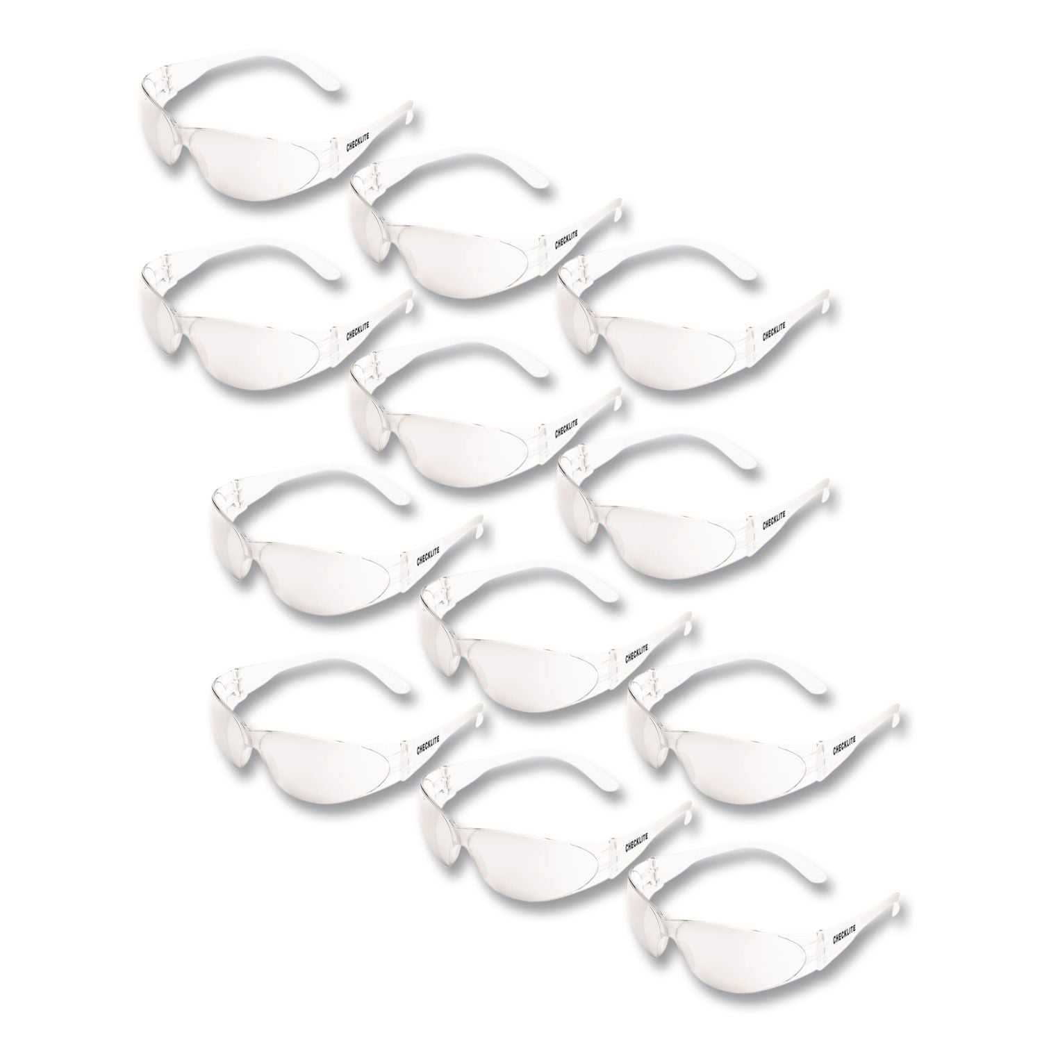 Checklite Scratch-Resistant Safety Glasses, Clear Lens, 12/Box